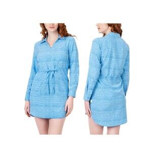 Shore To Summit Sun Protection Dress Blue Sea Mist Outdoor Tie Dress Large  New